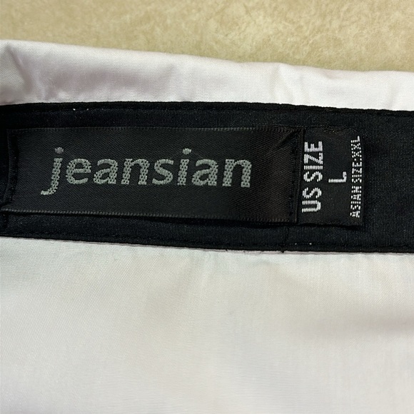 Jeansian White Black Lion Print Long-sleeved Button Up Casual Dressy Shirt L - Picture 4 of 8